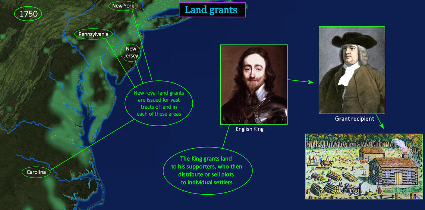 Colonial land grants, 1700s